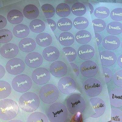 Foiled Cake Flavour Stickers